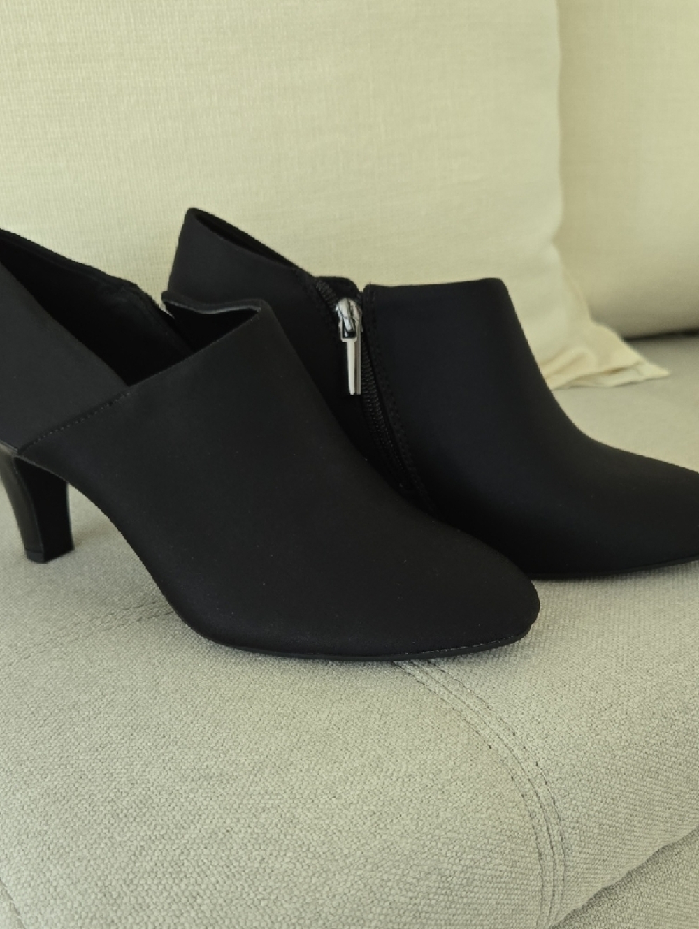 Bandolino Black Favric Ankle Booties with Side Zip